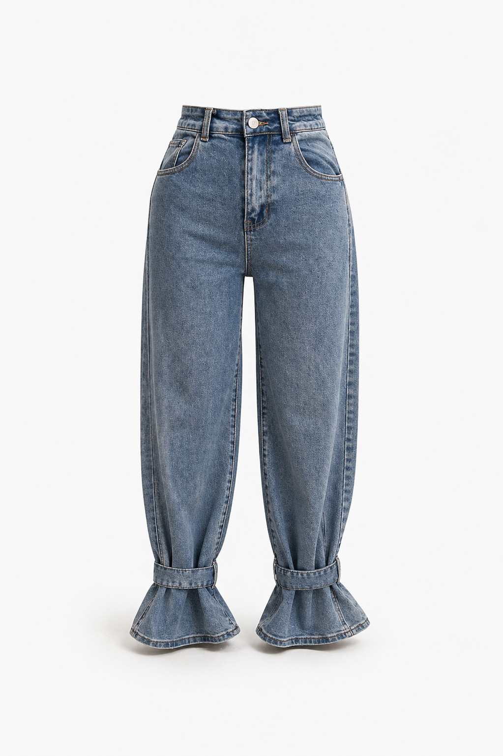JEANS PANTALON MEZCLILLA CINTURON TOBILLO
