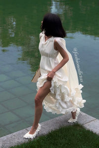 MAXI VESTIDO ONDULADO VERONA ORGANZA BLANCO