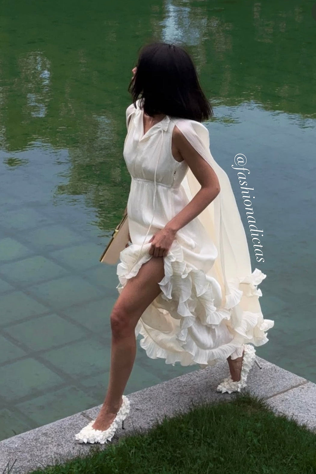 MAXI VESTIDO ONDULADO VERONA ORGANZA BLANCO