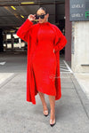 MAXI SET COZY ANGORA VESTIDO CARDIGAN ROJO