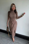 VESTIDO TANIA  MOCHA MOÑO