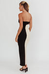 VESTIDO MAIA MIDI STRAPLESS NEGRO/BEIGE