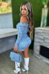 SET CONJUNTO MESH DENIM PRINT FALDA SHORT