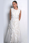 VESTIDO CELESTE ENCAJE BORDADO TUL