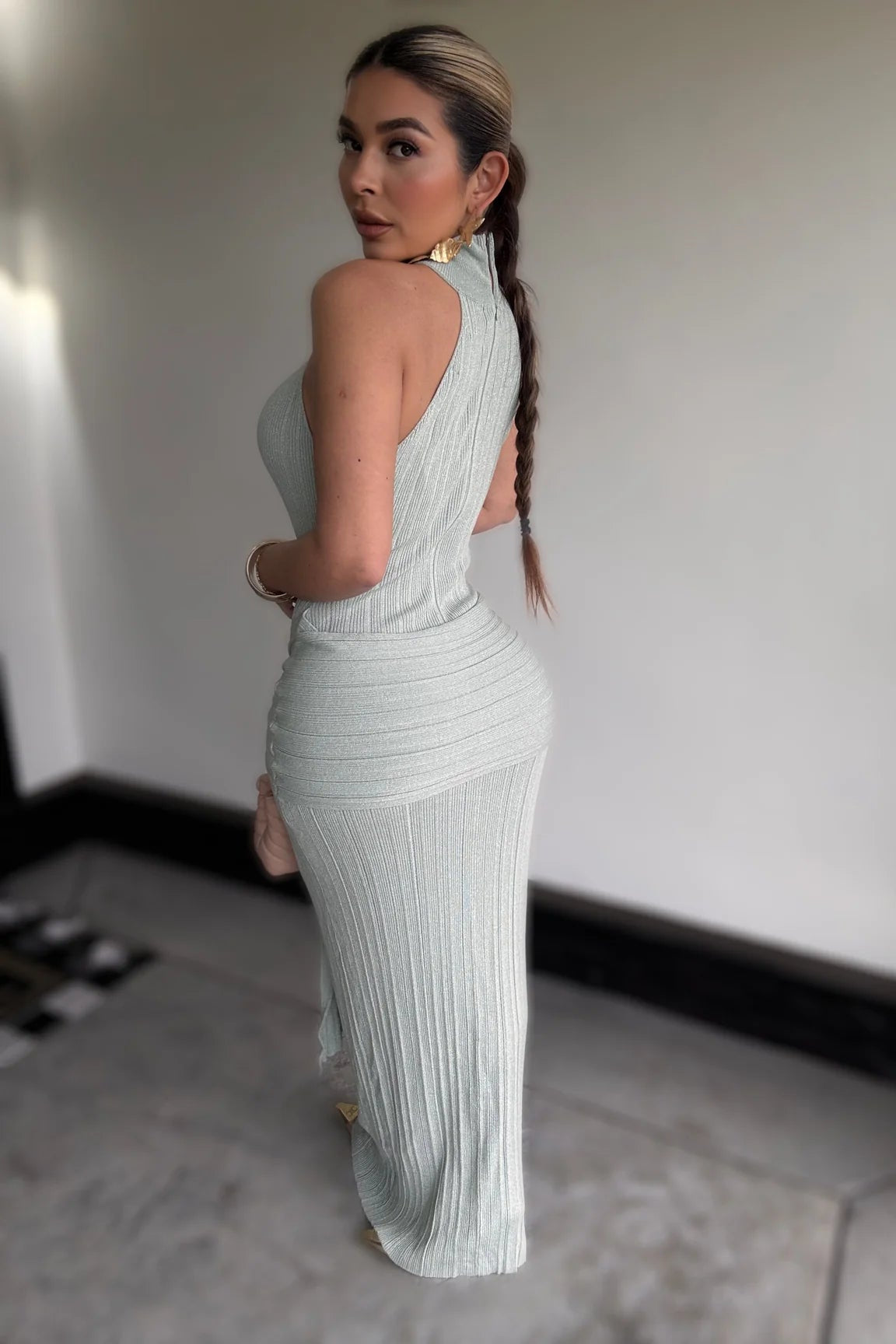 MAXI VESTIDO TEJIDO SAGE