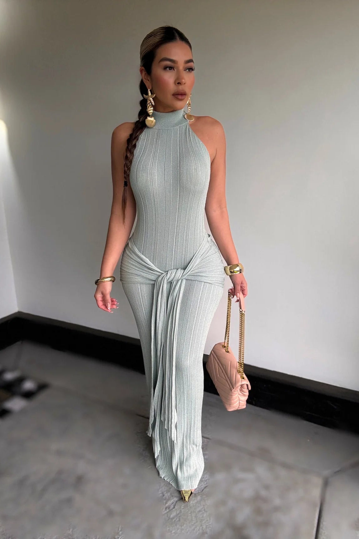 MAXI VESTIDO TEJIDO SAGE