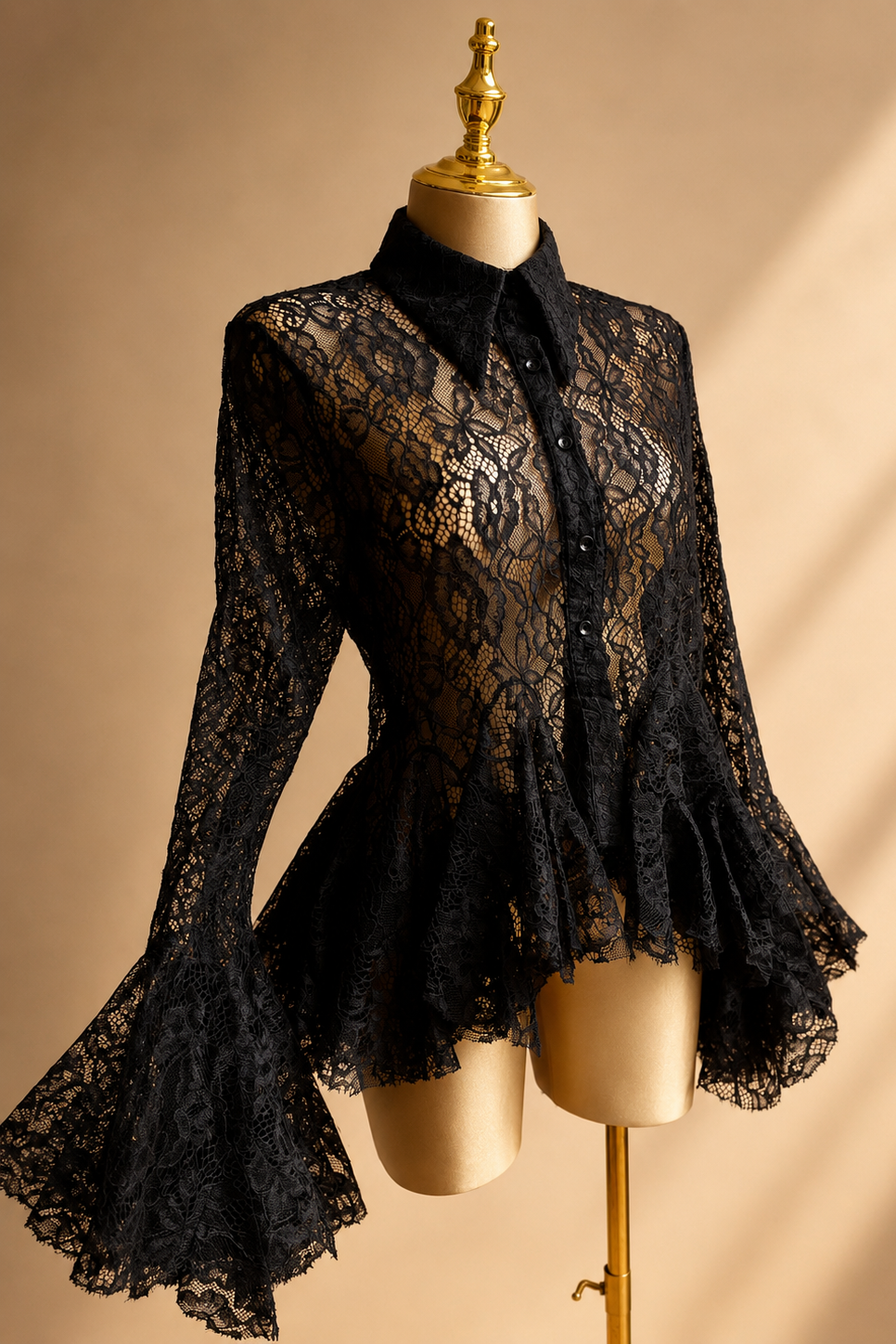 BLUSA ENCAJE VALENTINO NEGRA