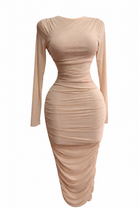 VESTIDO NATURAL DRAPEADO