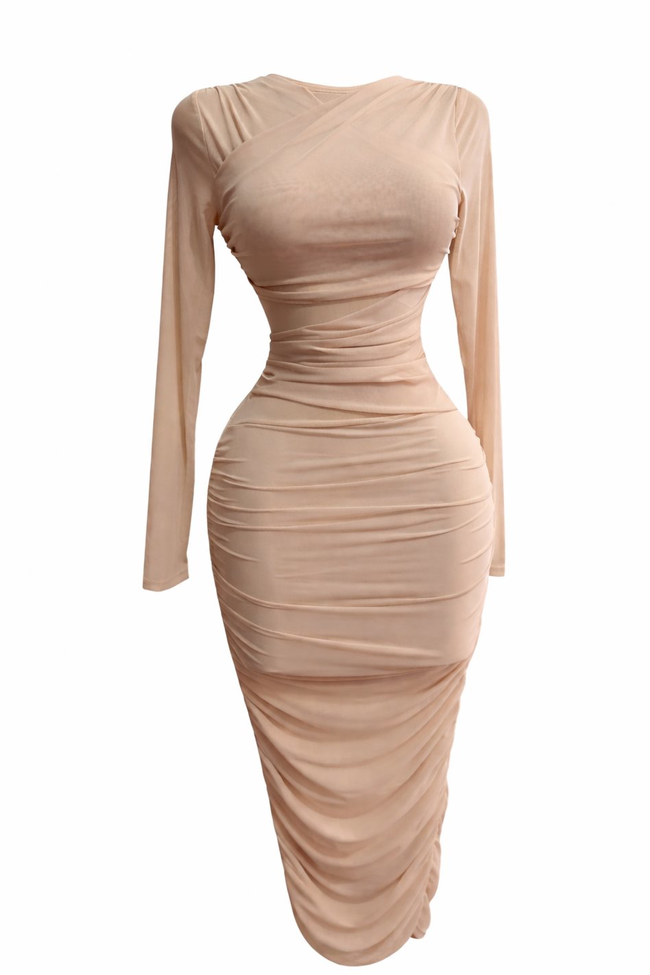 VESTIDO NATURAL DRAPEADO
