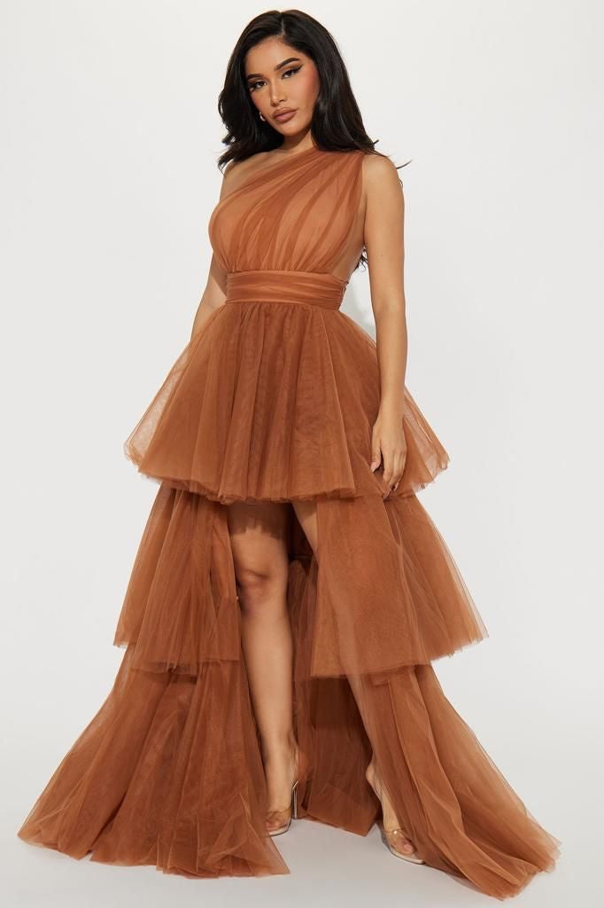 MAXI VESTIDO NIKA TULLE IRREGULAR BURN ORANGE