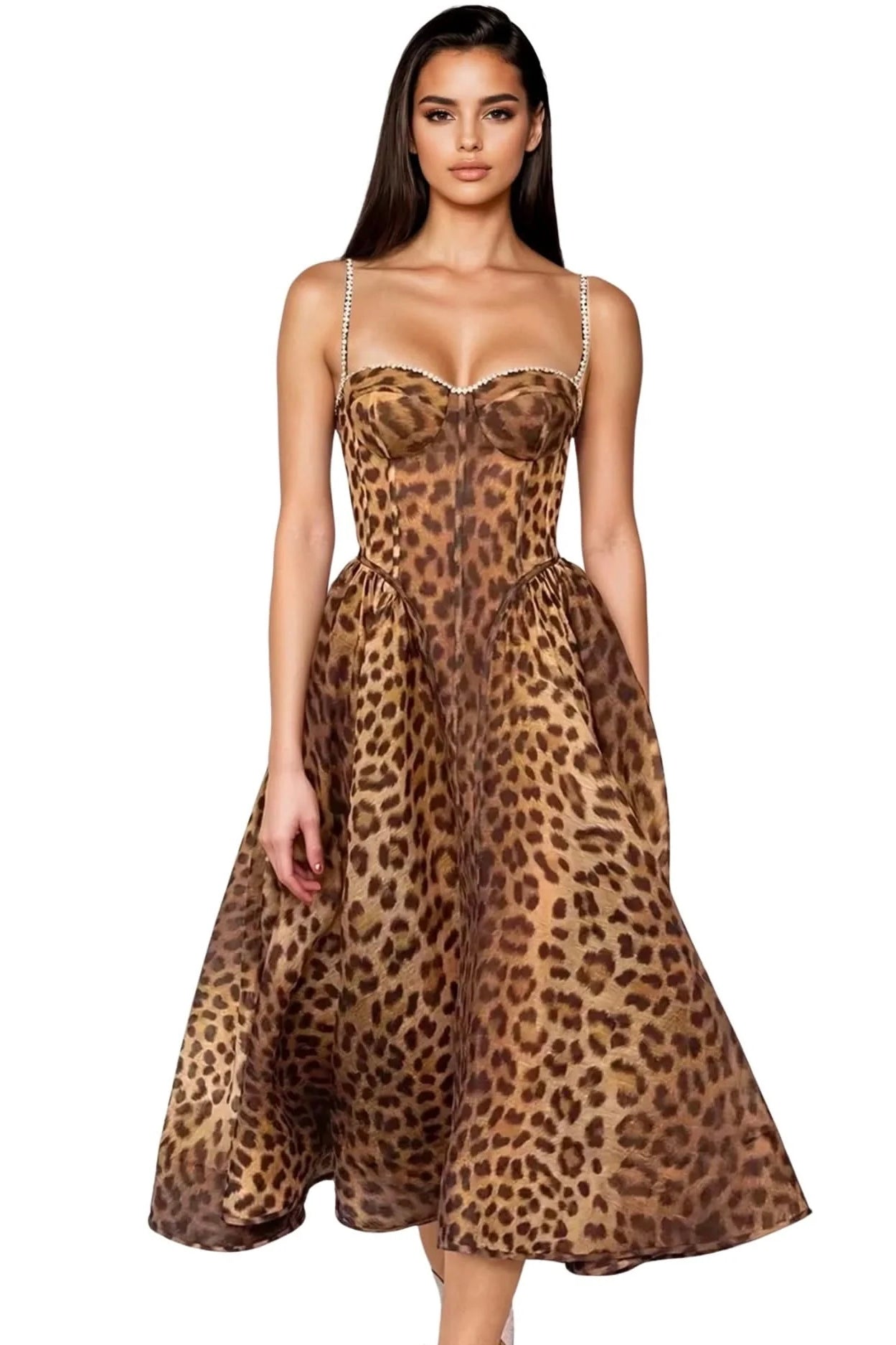 VESTIDO MIDI LEOPARDO ORGANZA GALA