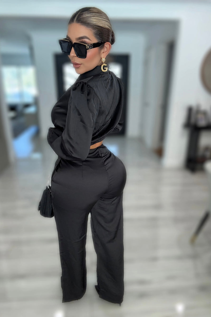 SET CONJUNTO JOLIE SATIN NEGRO