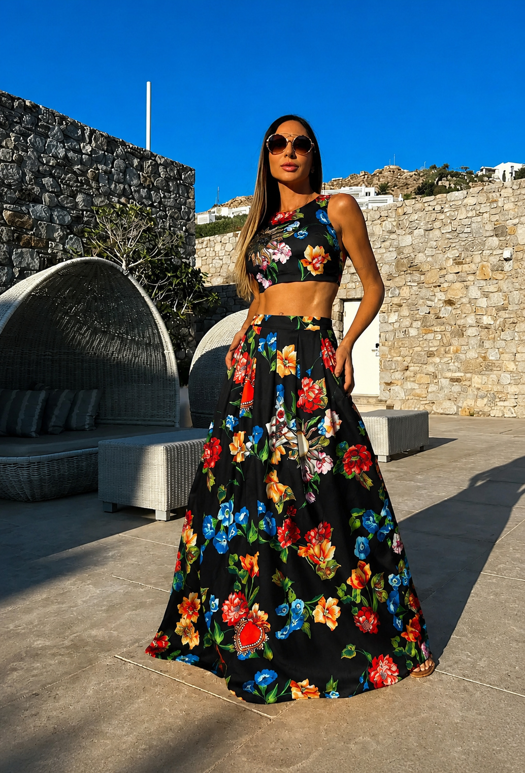MAXI SET MARIEL NEGRO FLORAL