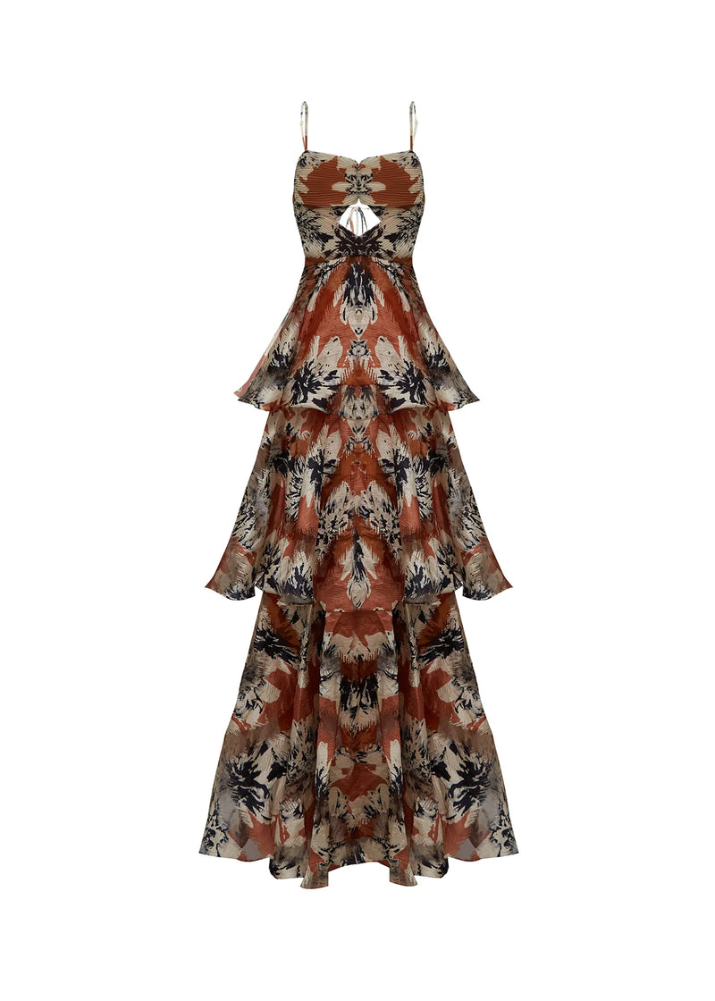 MAXI VESTIDO VOLANTES ORGANZA