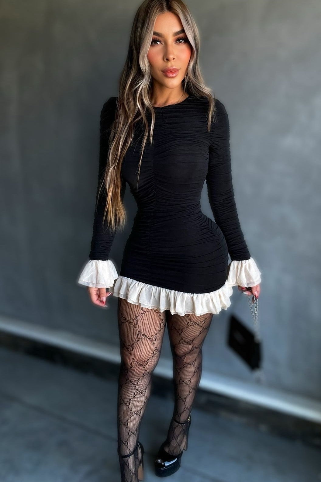 VESTIDO DIXIE NEGRO/NUDE
