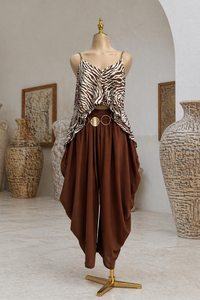 CONJUNTO ZEBRA CACAO BLUSA/PANTALON/CINTURON