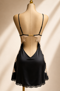 MINI VESTIDO LENCERO NUDE NEGRO