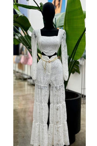 SET ENCAJE GIOMARA BLANCO CINTURON ORO