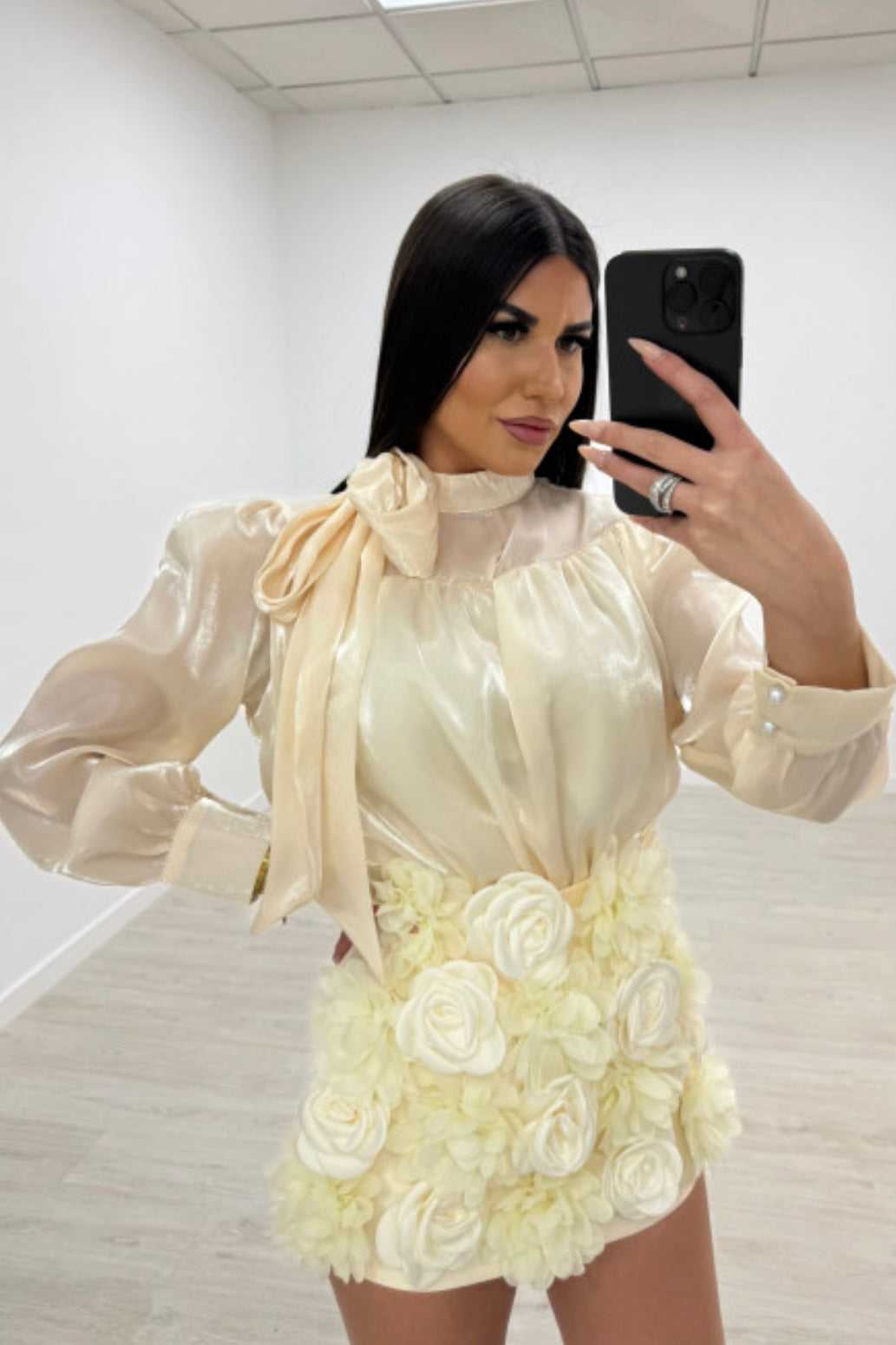 SET CONJUNTO FLORAL LOVE BEIGE