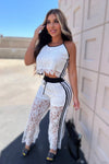 SET SPORT ENCAJE BLANCO TOP Y PANTALON