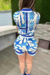 SET CONJUNTO CARLI AZUL SATIN SHORT