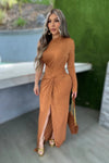 VESTIDO CARAMELO UNA MANGA