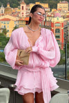 VESTIDO ONDULADO PARIS ORGANZA ROSA