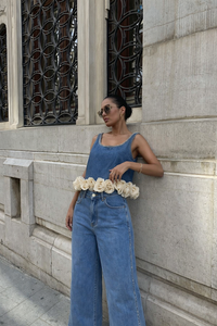 SET TOP PANTALON ROSAS MEZCLILLA