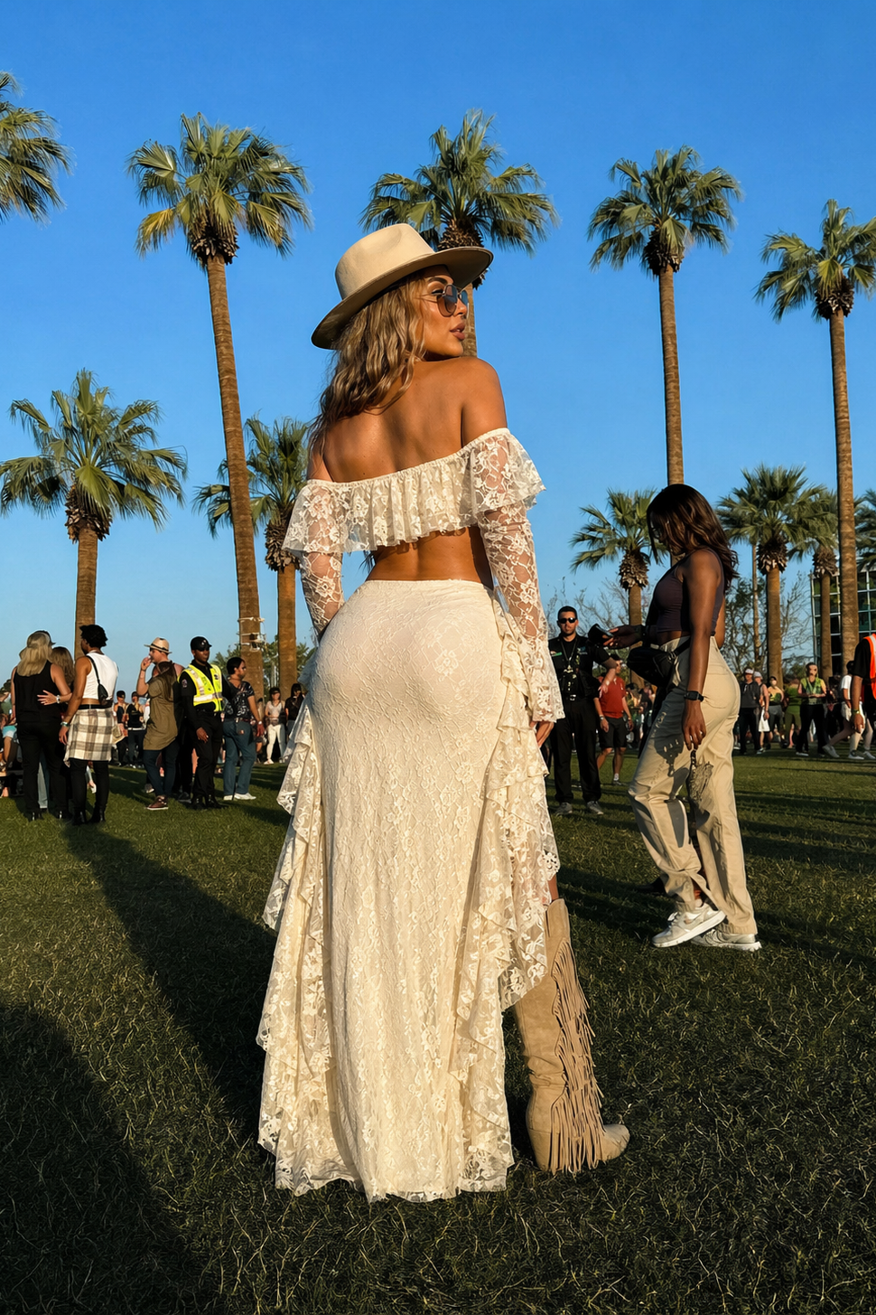 SET ENCAJE BARDOT VOLANTES CREMA