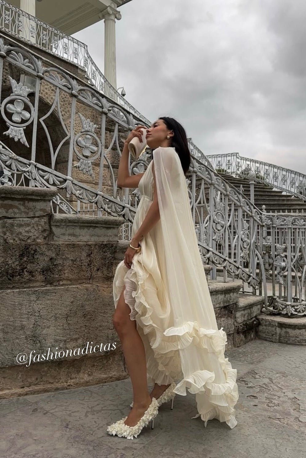 MAXI VESTIDO ONDULADO VERONA ORGANZA BLANCO