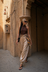 PANTALON SATIN JOGGER MASCADA DORADO