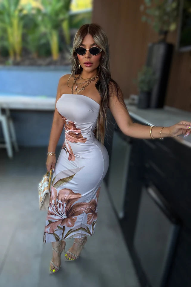 VESTIDO ORQUIDEA ENTALLADO GRIS