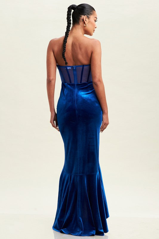 MAXI VESTIDO VELVET AZUL