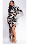 VESTIDO JACQUARD WAVES PRINT