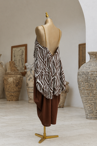 CONJUNTO ZEBRA CACAO BLUSA/PANTALON/CINTURON