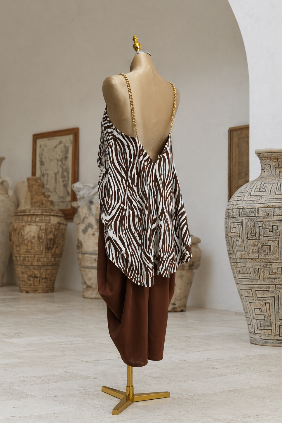 CONJUNTO ZEBRA CACAO BLUSA/PANTALON/CINTURON