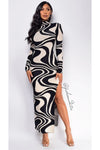 VESTIDO JACQUARD WAVES PRINT