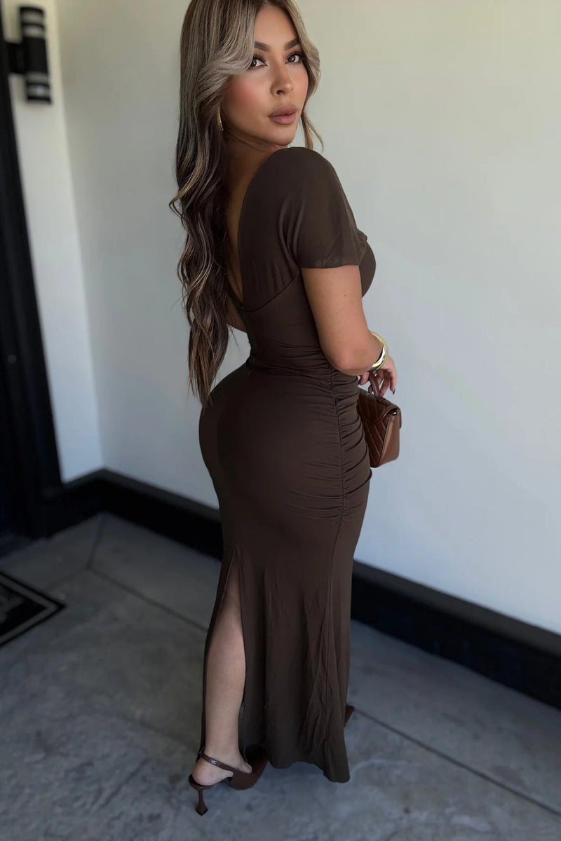 VESTIDO CAFE CRUZADO