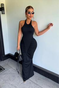 MAXI VESTIDO RADNE DRAPEADO NEGRO