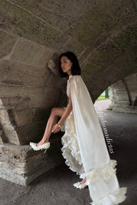 MAXI VESTIDO ONDULADO VERONA ORGANZA BLANCO