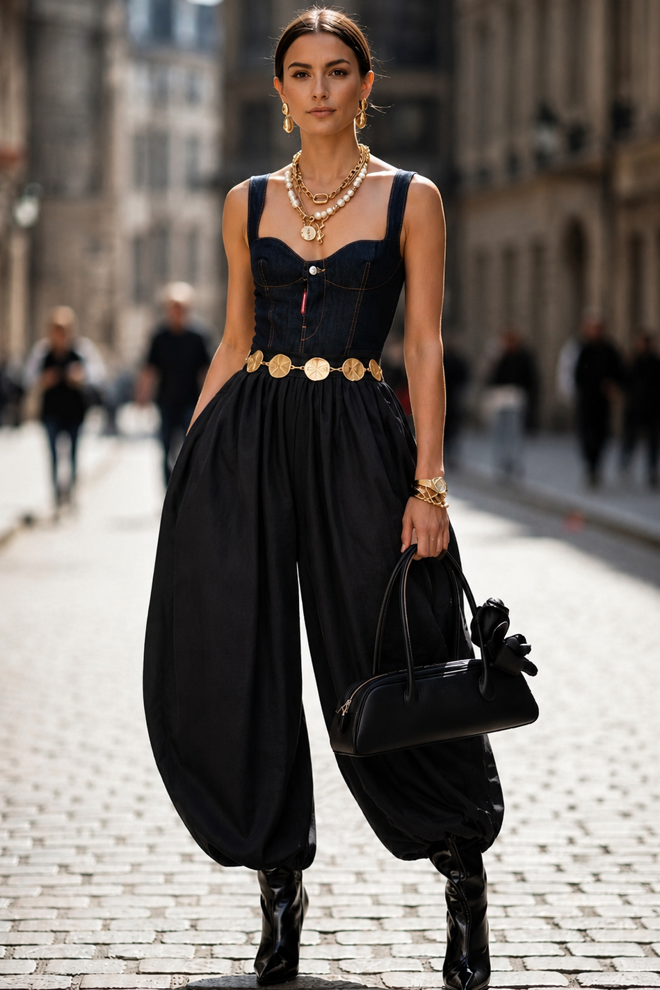 PANTALON BALLON NEGRO CINTURON