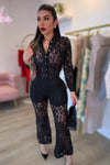SET PAULA ENCAJE NEGRO BLUSA PANTALON