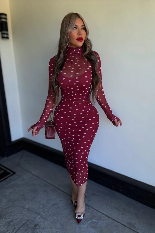 VESTIDO DOTS ROJO MESH