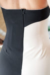VESTIDO MAIA MIDI STRAPLESS NEGRO/BEIGE