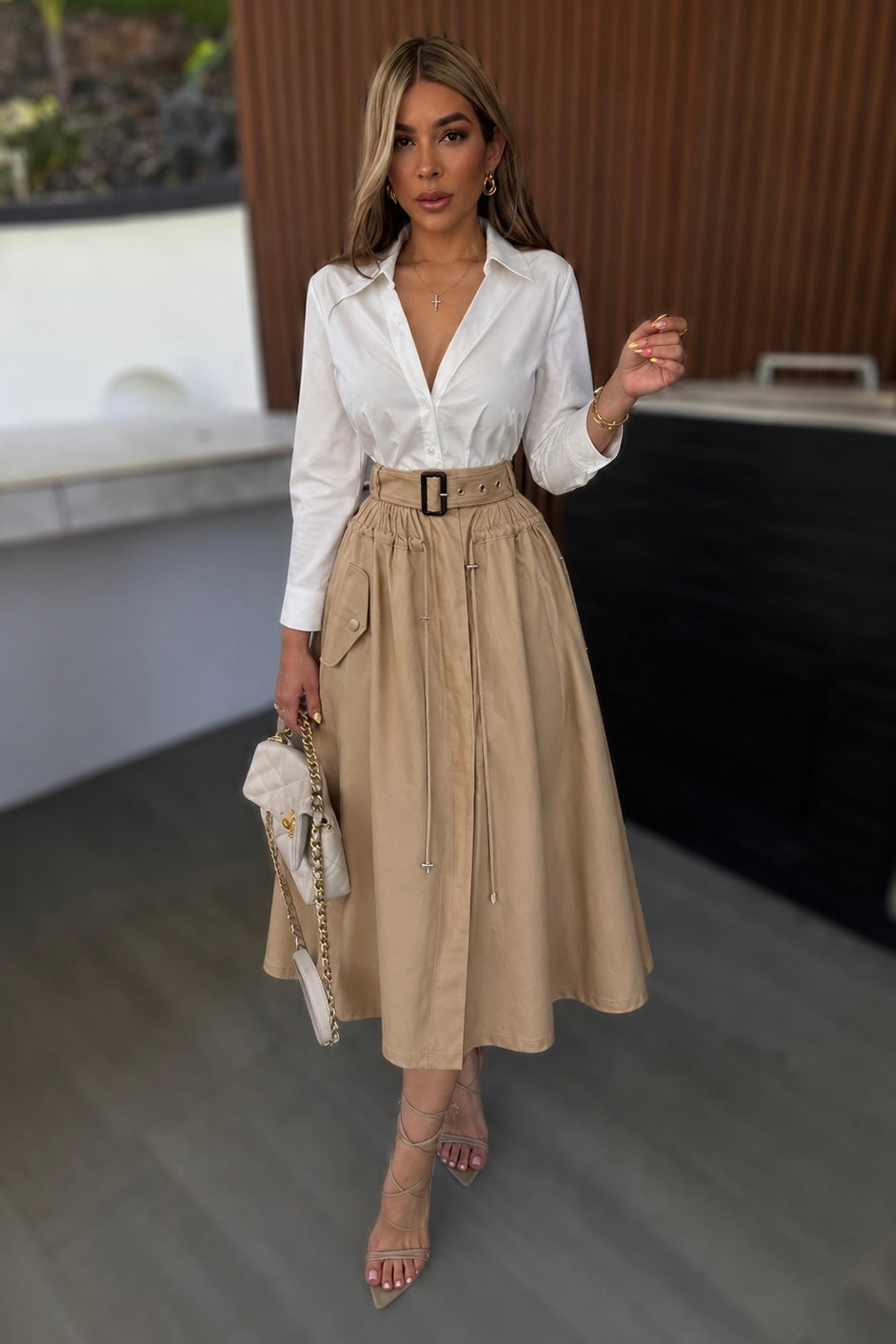 SET MAGNOLIA BLANCO/BEIGE FALDA