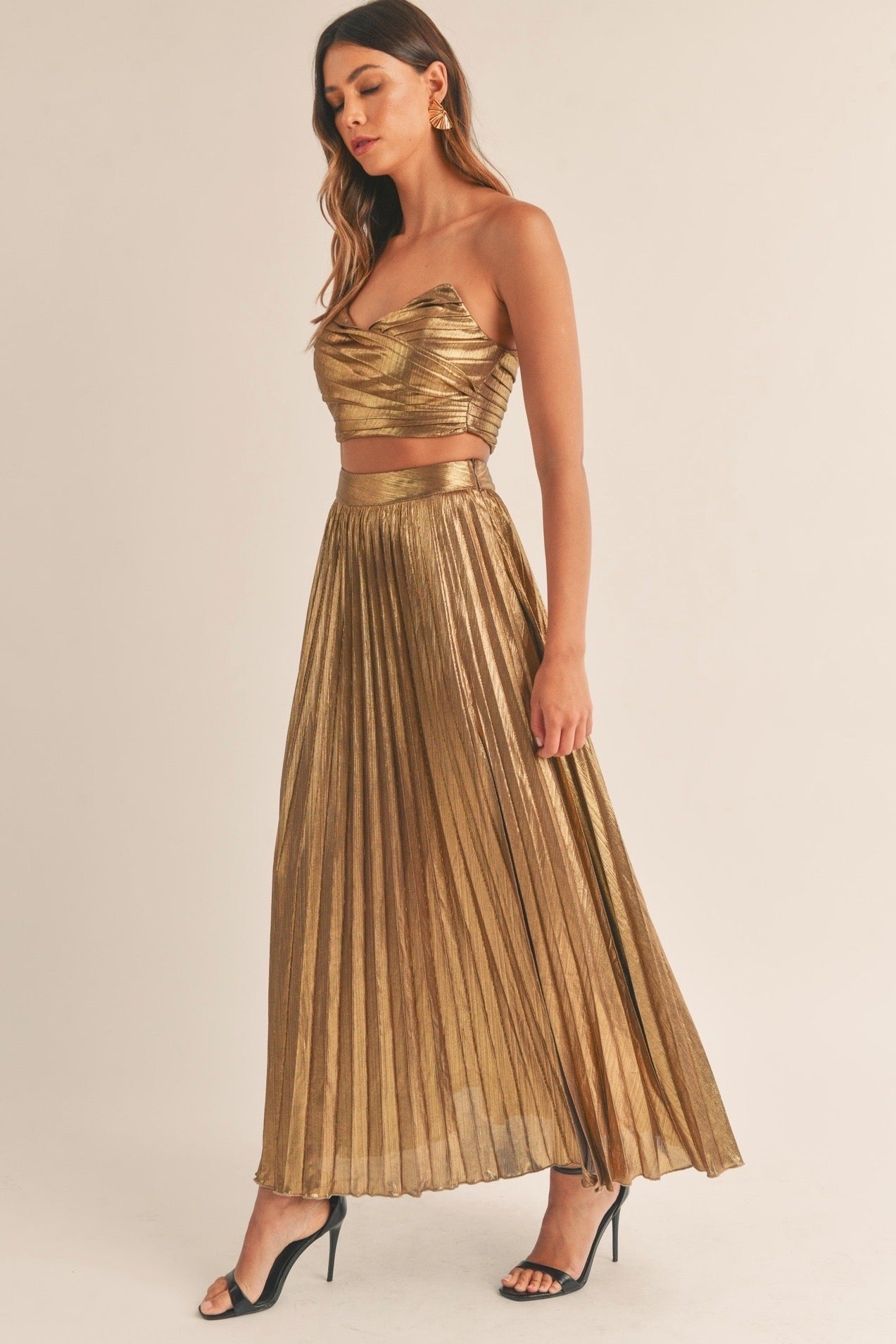 MAXI SET GOLD METALICO TOP-FALDA