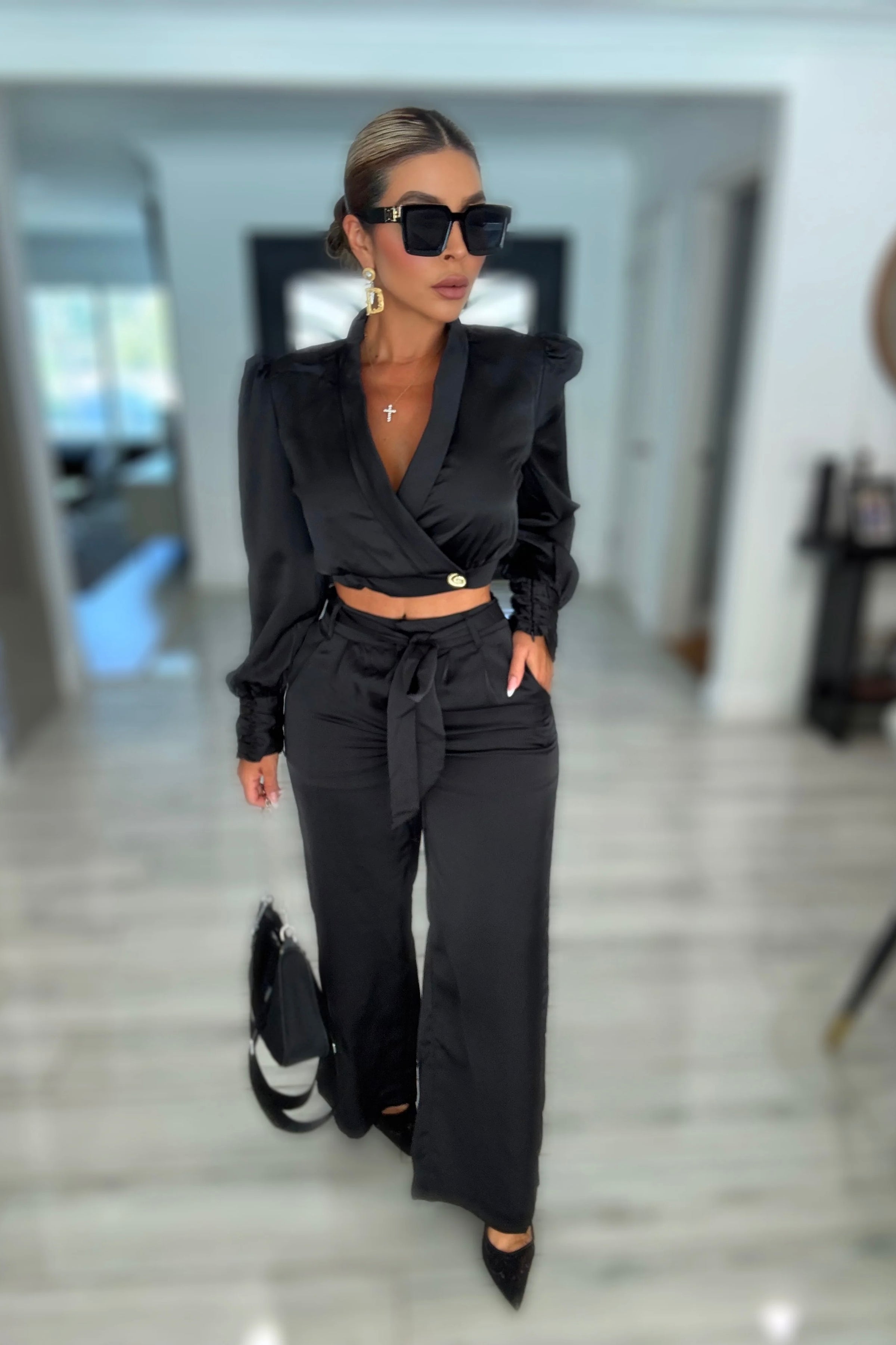 SET CONJUNTO JOLIE SATIN NEGRO