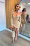 VESTIDO LACE NUDE MIDI