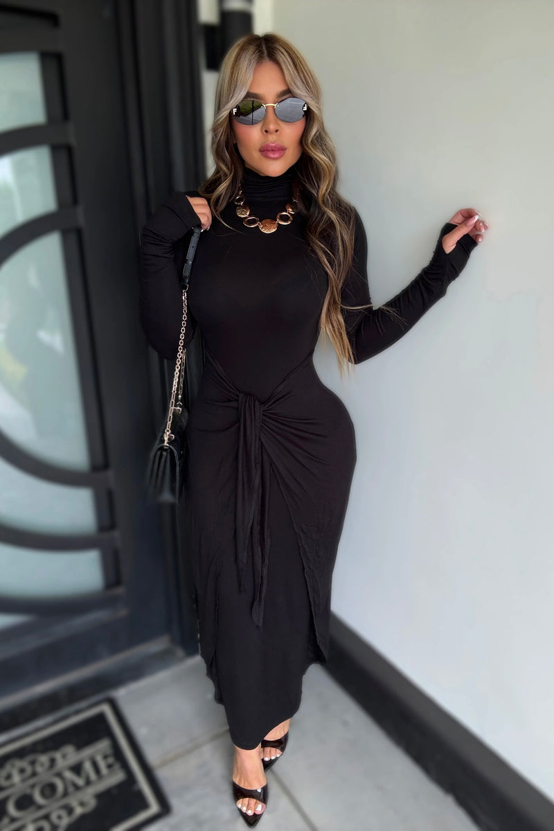 VESTIDO TANIA  NEGRO MOÑO
