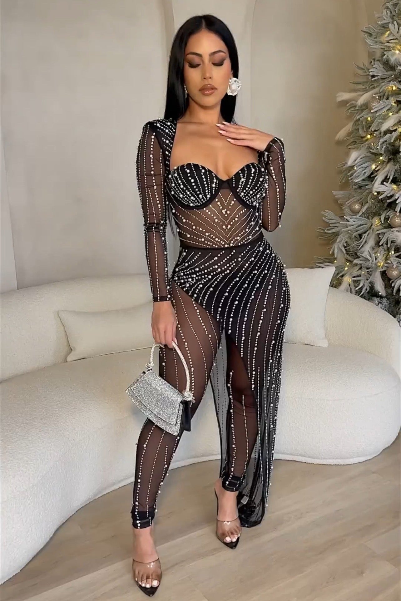 VESTIDO JUMPSUIT GLAMOUR NEGRO CRISTALES Fashion Adictas